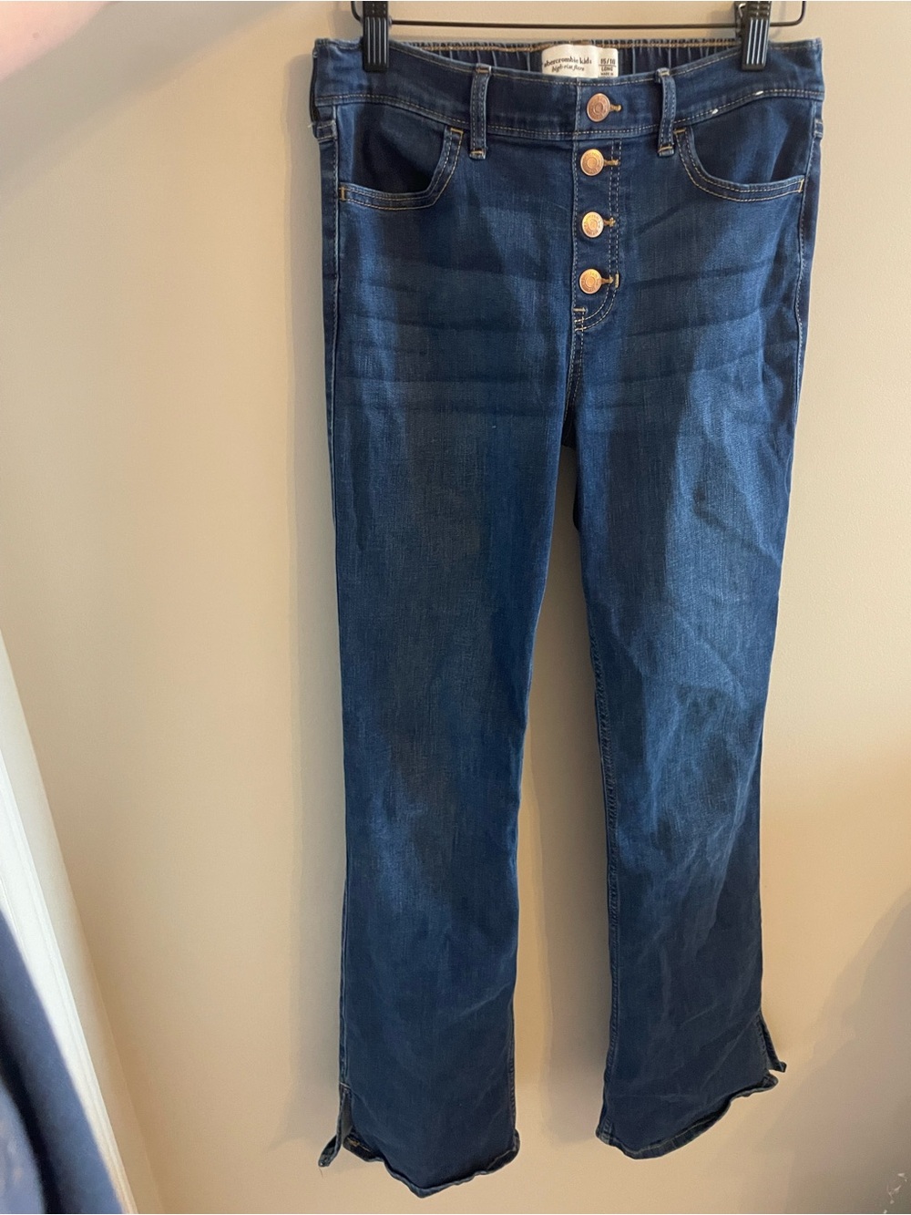 Junior Dark Blue Button-Front Jeans